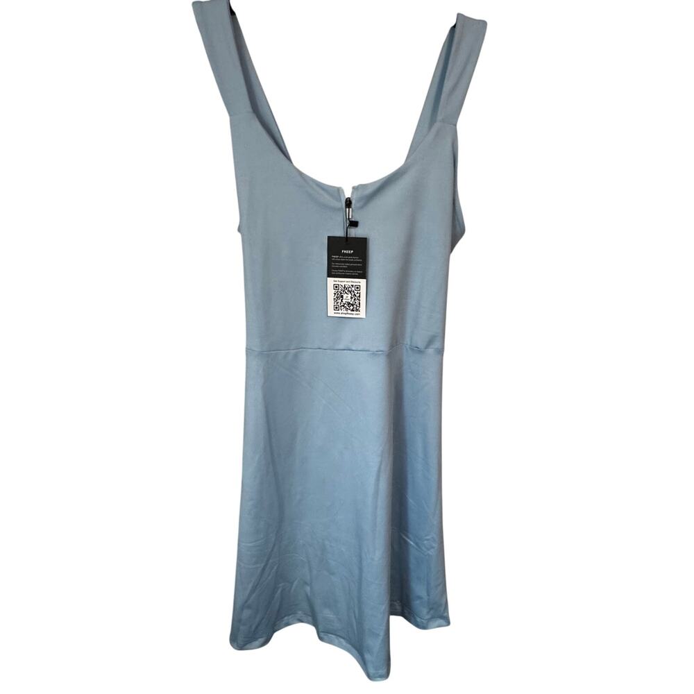 NWT POWER Blue athletic dress 1/2 zip cross back & shorts with pocket A line